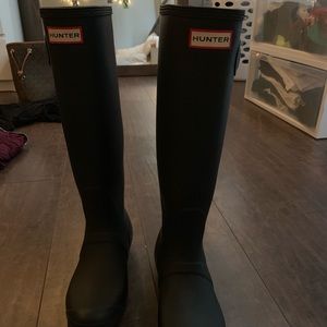 Black long hunter boots